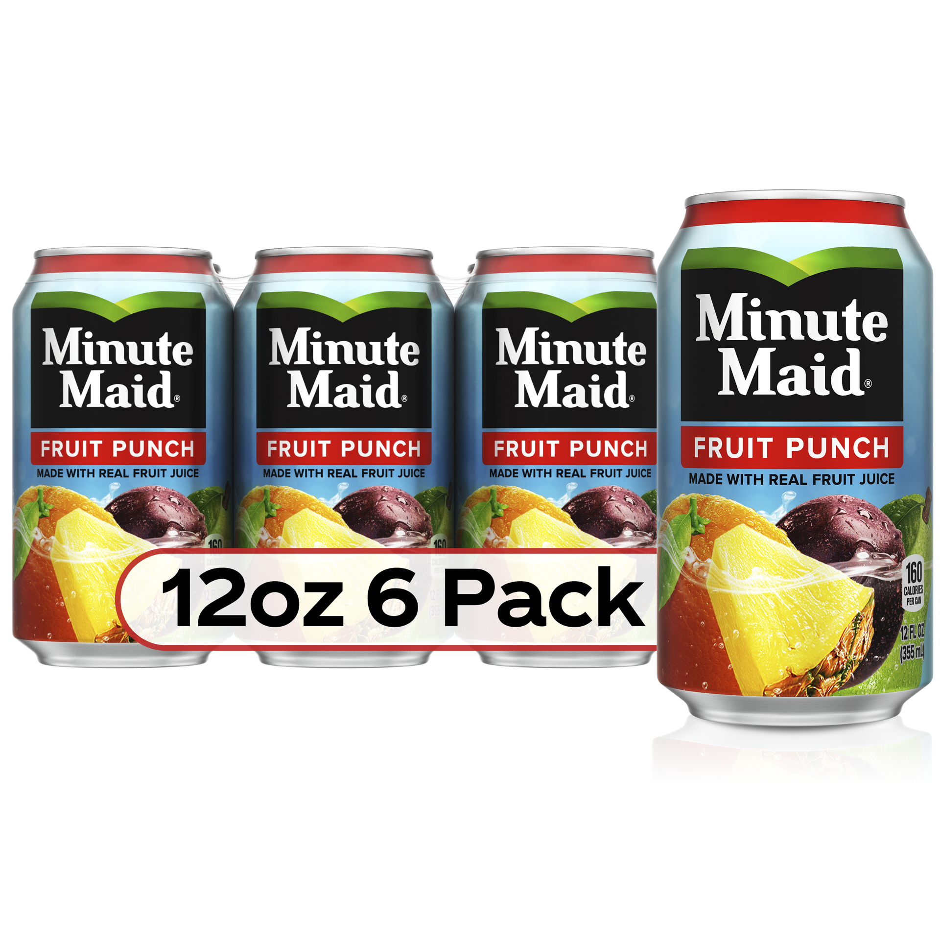 slide 1 of 5, Minute Maid Fruit Punch, Made w/ Real Fruit Juice, 12 fl oz, 6 Pack, 72 fl oz