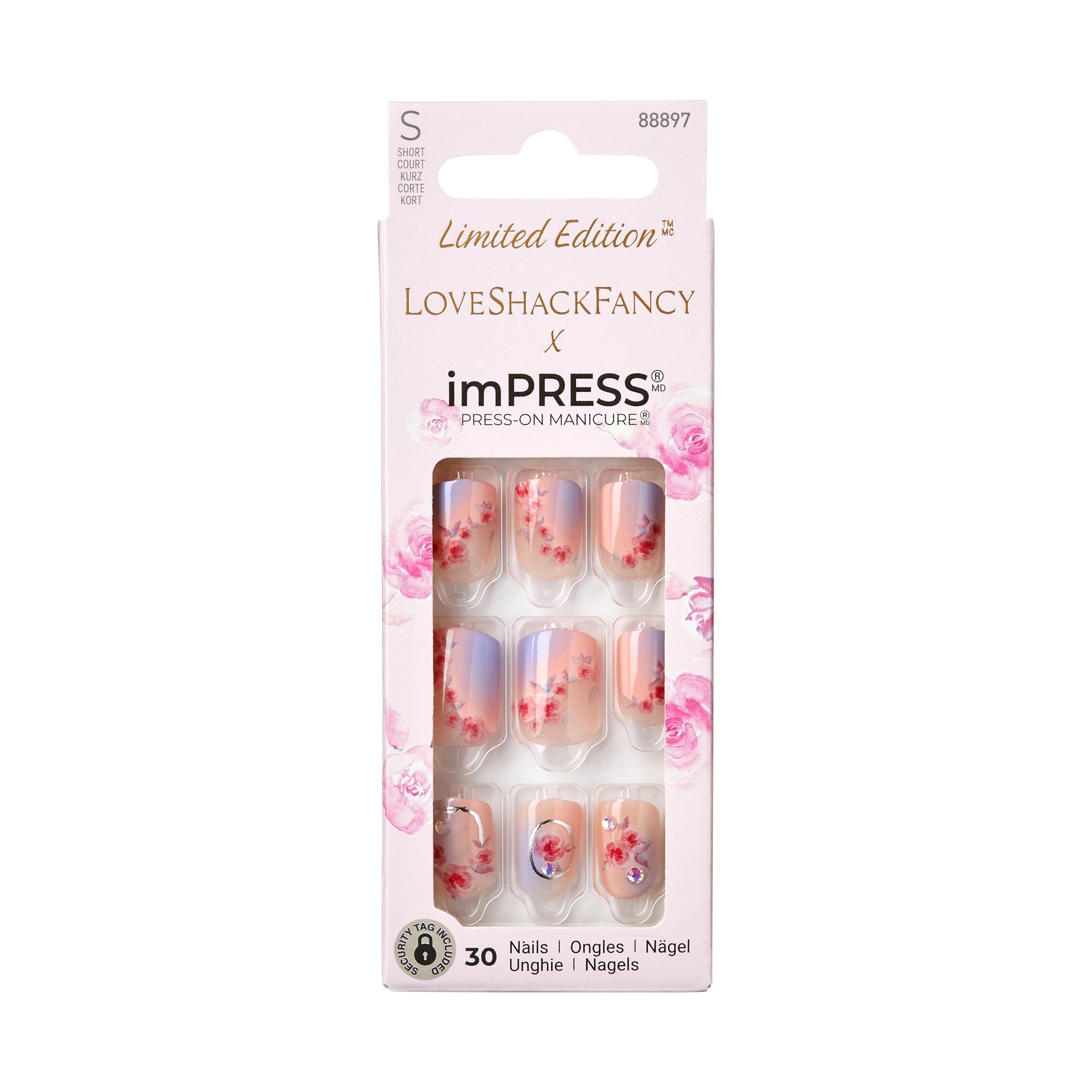 slide 1 of 5, imPRESS LoveShackFancy x imPRESS Press-On Manicure Limited Edition Short Square, Pink, 30 Pieces, 1 ct