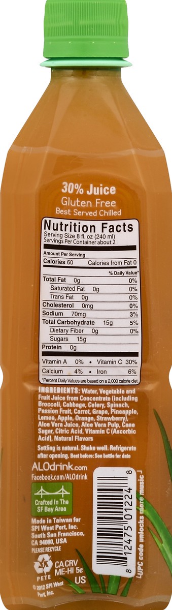 slide 3 of 4, alo Beverage Aloe Enliven Fruit And Vegetable, 16.9 oz