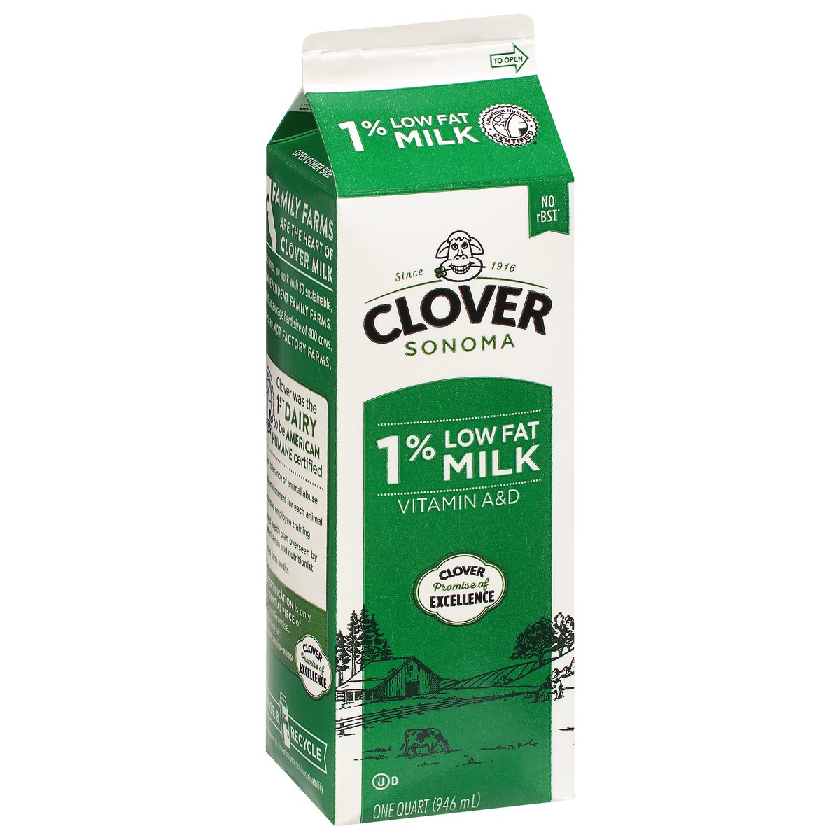 slide 4 of 9, Clover Sonoma 1% Low Fat Milk 1 qt, 1 qt