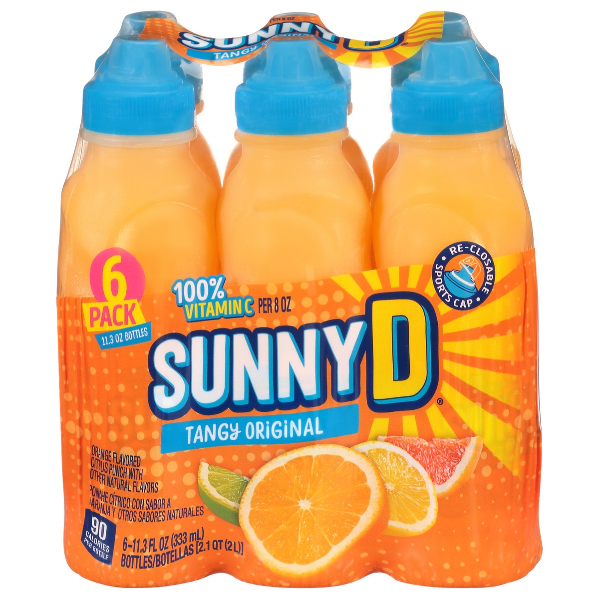 slide 1 of 4, Sunny D Tangy Original Citrus Punch 6-11.3 fl oz Bottles, 6 ct