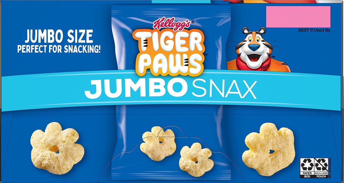 slide 5 of 7, Kellogg's Jumbo Snax Tiger Paws Cereal Snacks, Lunch Snacks, Original, 5.4oz Box, 12 Bags, 5.4 oz