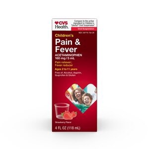 slide 1 of 1, CVS Health Children's Acetaminophen Pain Reliever & Fever Reducer Oral Suspension, Strawberry, 4 Fl Oz, 1 ct
