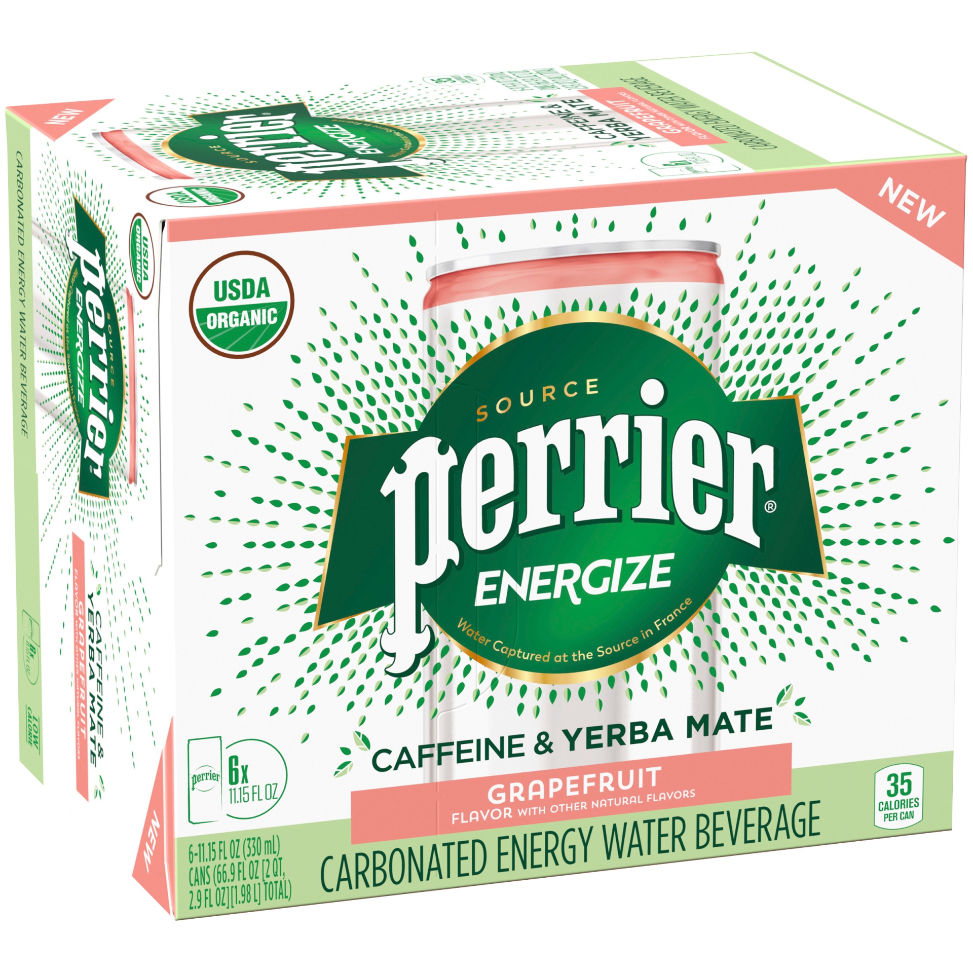 slide 2 of 8, Perrier ENERGIZE Grapefruit Flavored Carbonated Energy Beverage, 6 ct; 11.15 fl oz