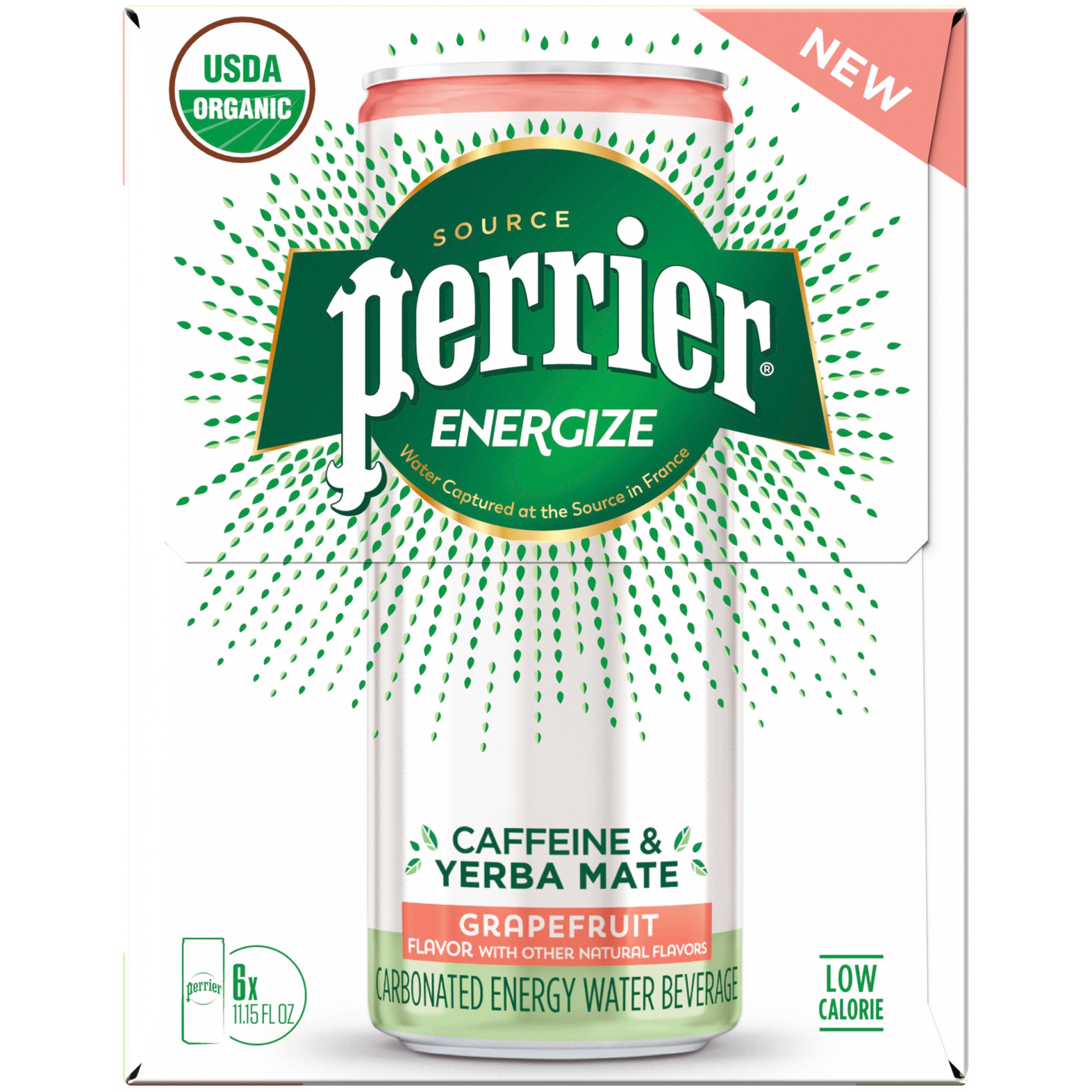 slide 3 of 8, Perrier ENERGIZE Grapefruit Flavored Carbonated Energy Beverage, 6 ct; 11.15 fl oz