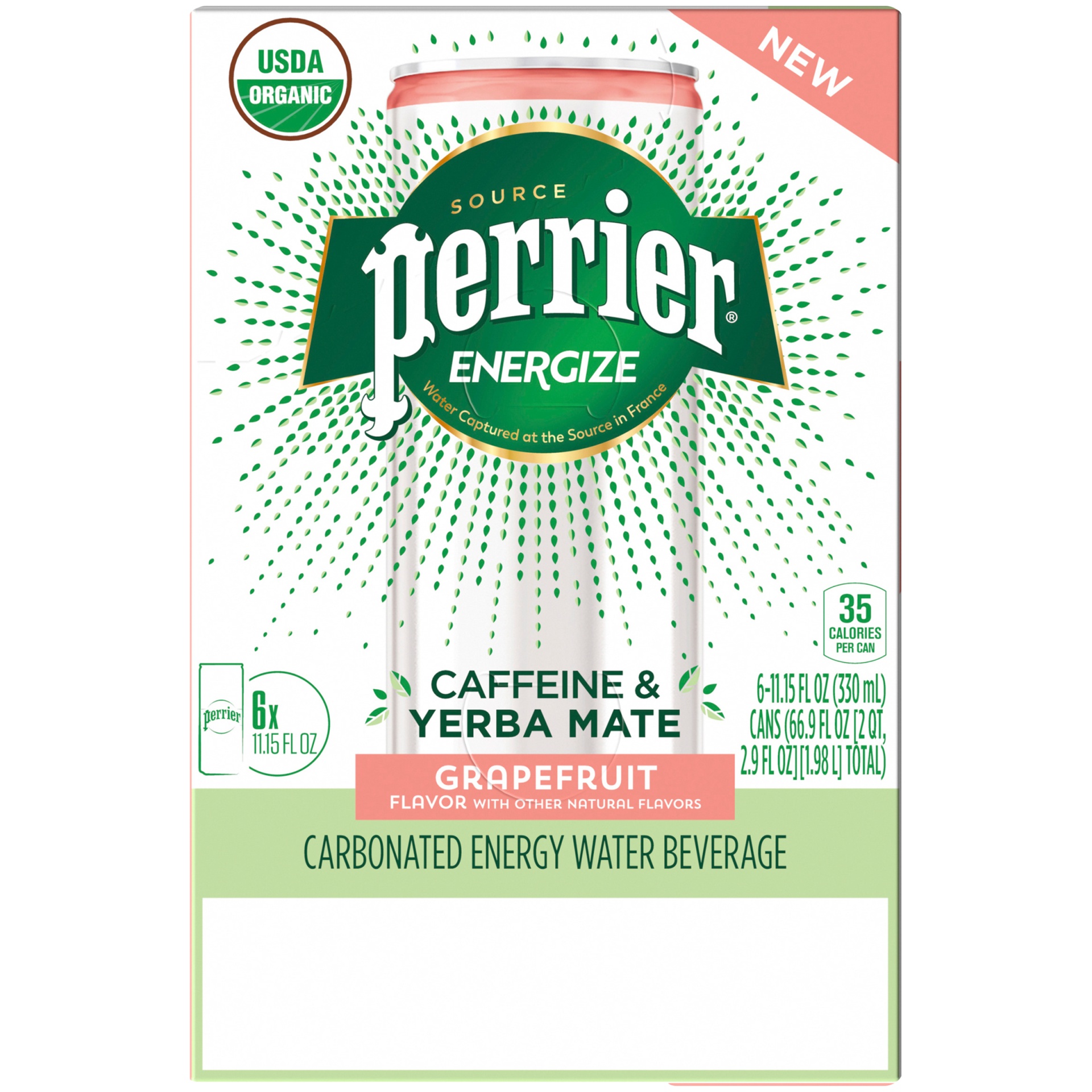 slide 5 of 8, Perrier ENERGIZE Grapefruit Flavored Carbonated Energy Beverage, 6 ct; 11.15 fl oz