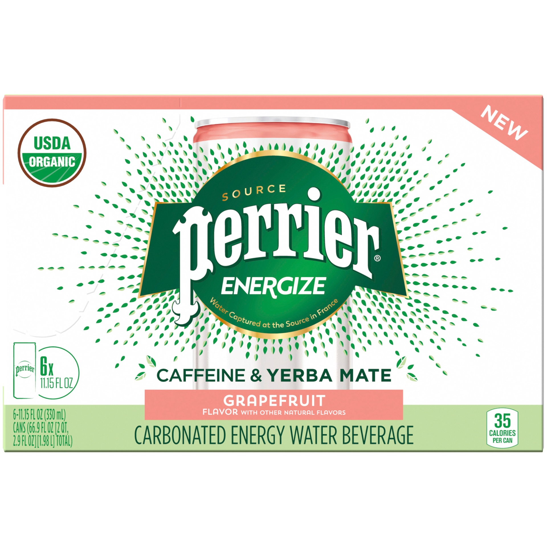 slide 6 of 8, Perrier ENERGIZE Grapefruit Flavored Carbonated Energy Beverage, 6 ct; 11.15 fl oz