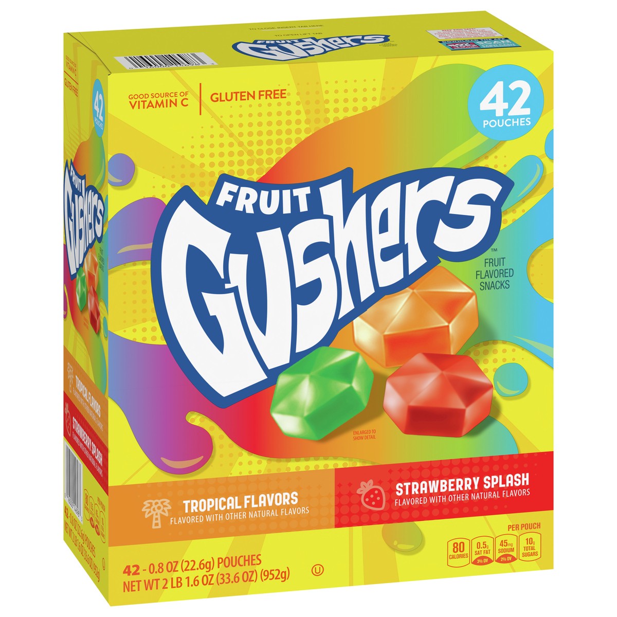 slide 6 of 8, Fruit Gushers Fruit Snacks, Strawberry Splash and Tropical Flavors, 42 ct, 42 ct