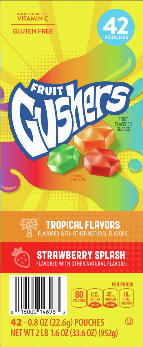 slide 7 of 8, Fruit Gushers Fruit Snacks, Strawberry Splash and Tropical Flavors, 42 ct, 42 ct