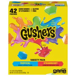 Fruit Gushers Fruit Snacks, Strawberry Splash and Tropical Flavors, 42 ct