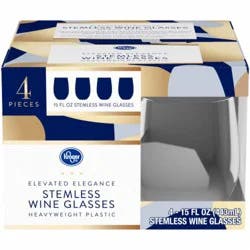 Kroger Elevated Elegance Heavyweight Plastic Stemless Wine Glasses
