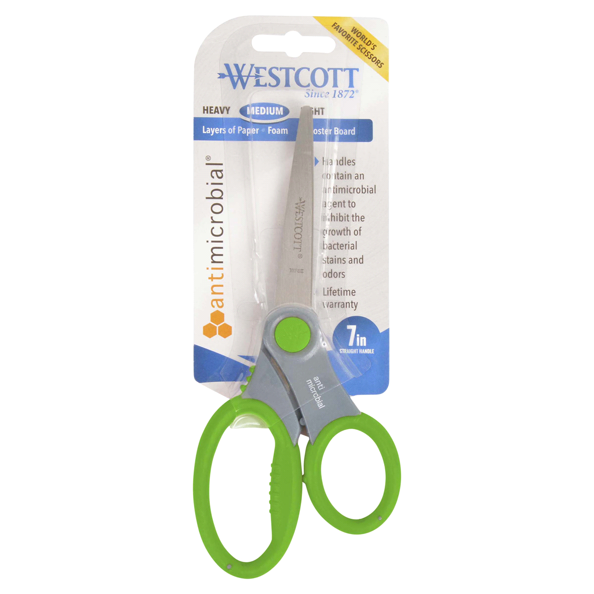 slide 1 of 4, Westcott Student Scissors with Anti-Microbial Protection, Pointed, Assorted Colors, 7 in