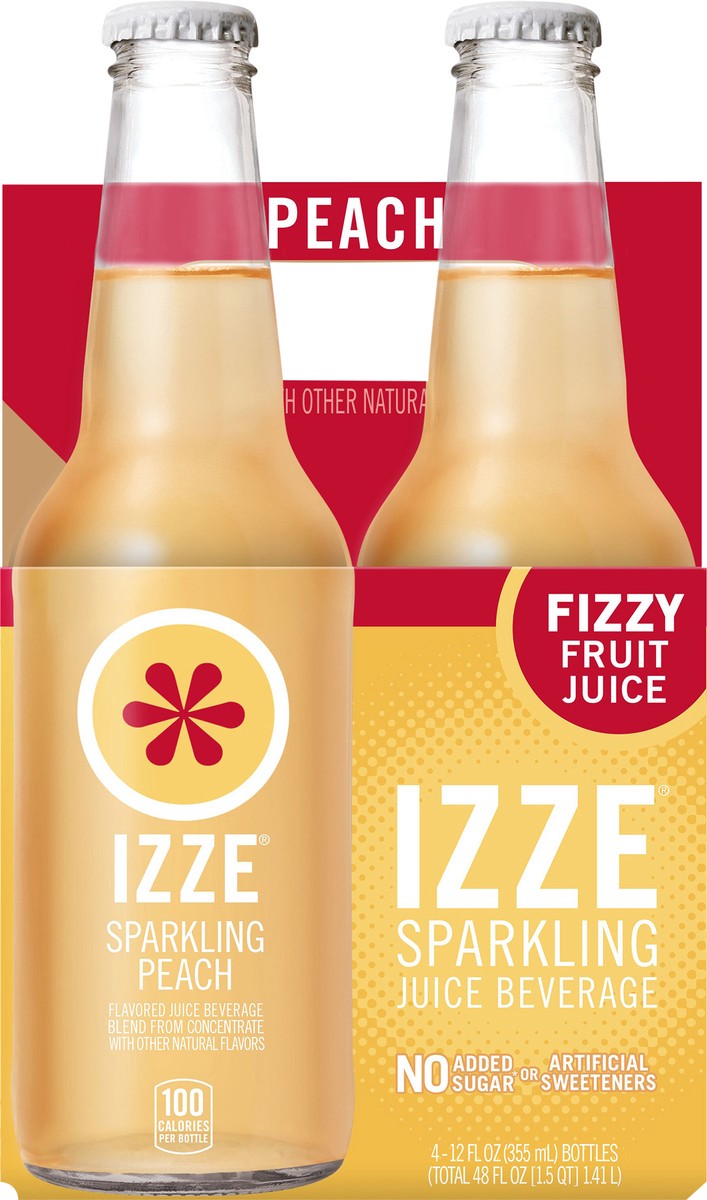 slide 3 of 5, Izze Sparkling Peach Juice Beverage 4 - 12 fl oz Bottles, 48 fl oz