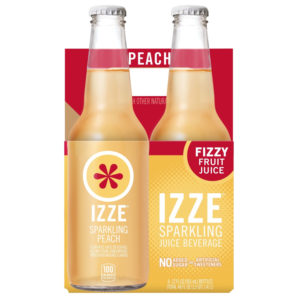 slide 1 of 5, Izze Sparkling Peach 12 Fl Oz, 4 Ct, 4 ct