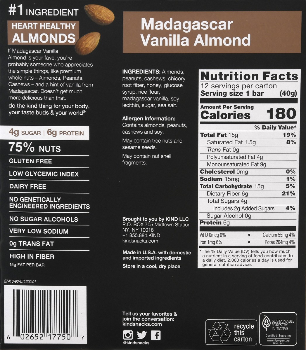 slide 5 of 9, KIND Madagascar Vanilla Almond Bars 12 ea, 12 ct