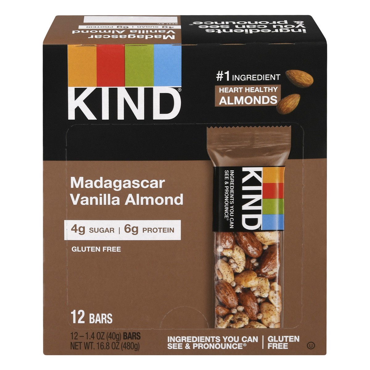slide 1 of 9, KIND Madagascar Vanilla Almond Bars 12 ea, 12 ct