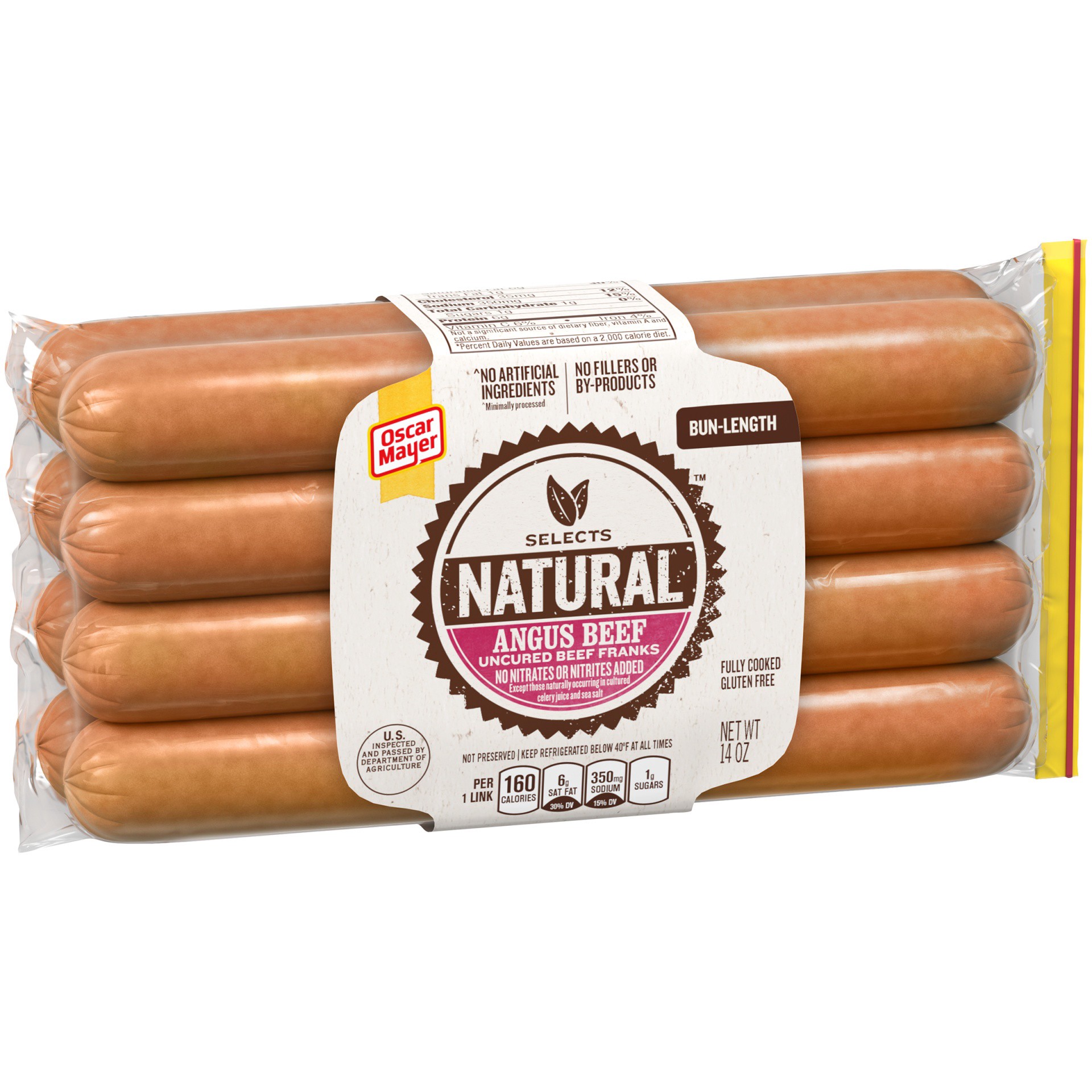 slide 8 of 14, Oscar Mayer Selects Angus Bun-Length Beef Franks Pack, 14 oz