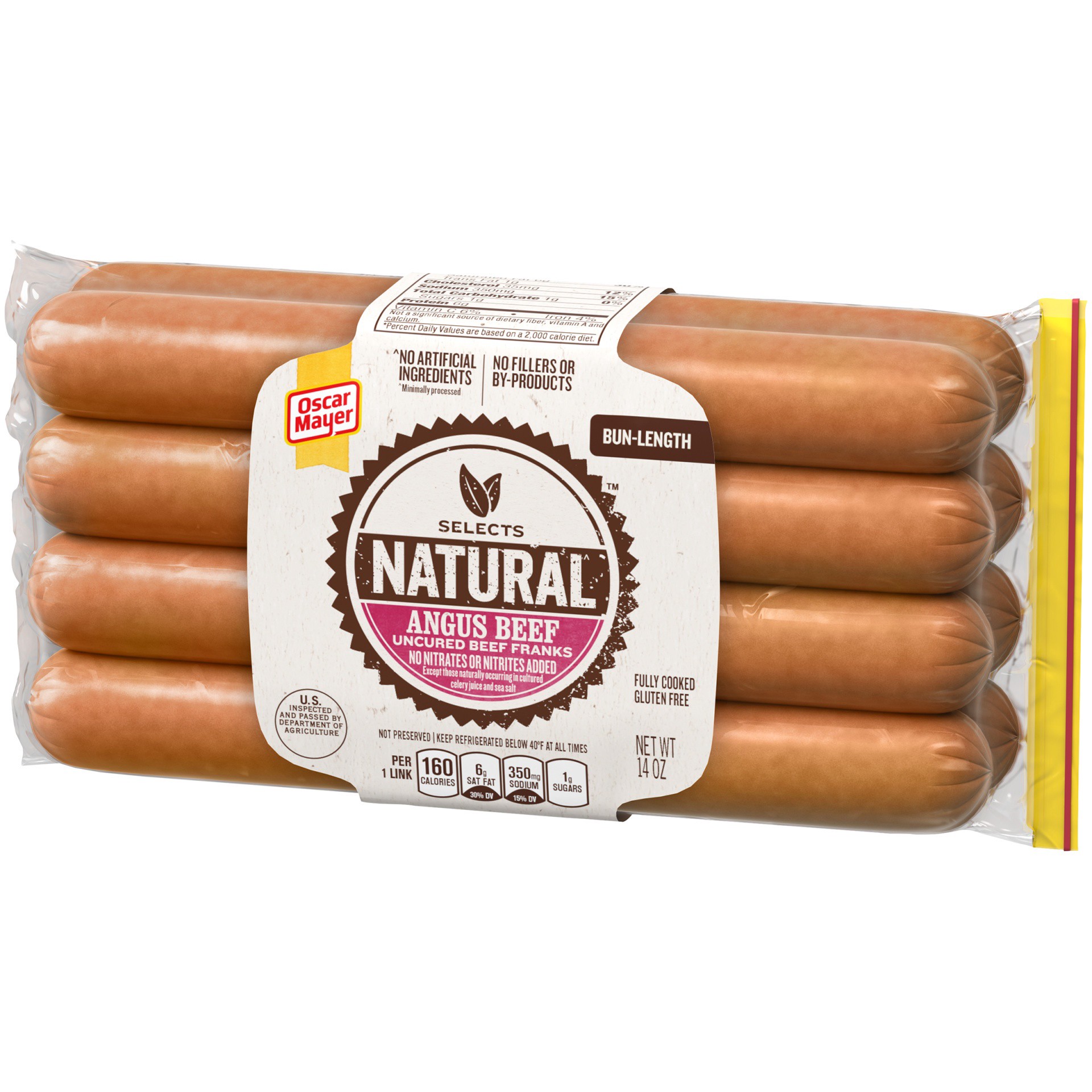 slide 14 of 14, Oscar Mayer Selects Angus Bun-Length Beef Franks Pack, 14 oz