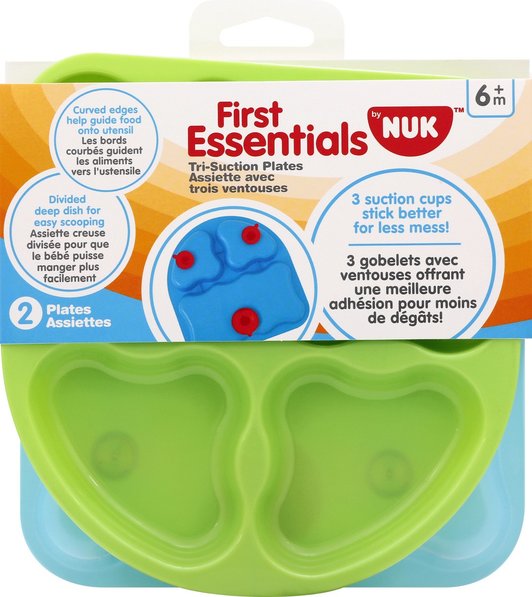 slide 4 of 9, NUK First Essentials Tri-Suction Plates 2 ea, 2 ct