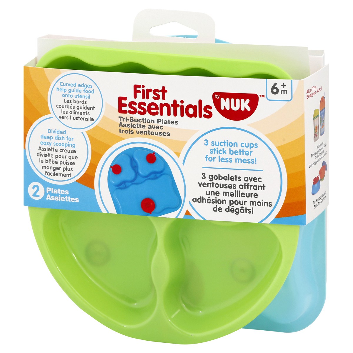 slide 1 of 9, NUK First Essentials Tri-Suction Plates 2 ea, 2 ct