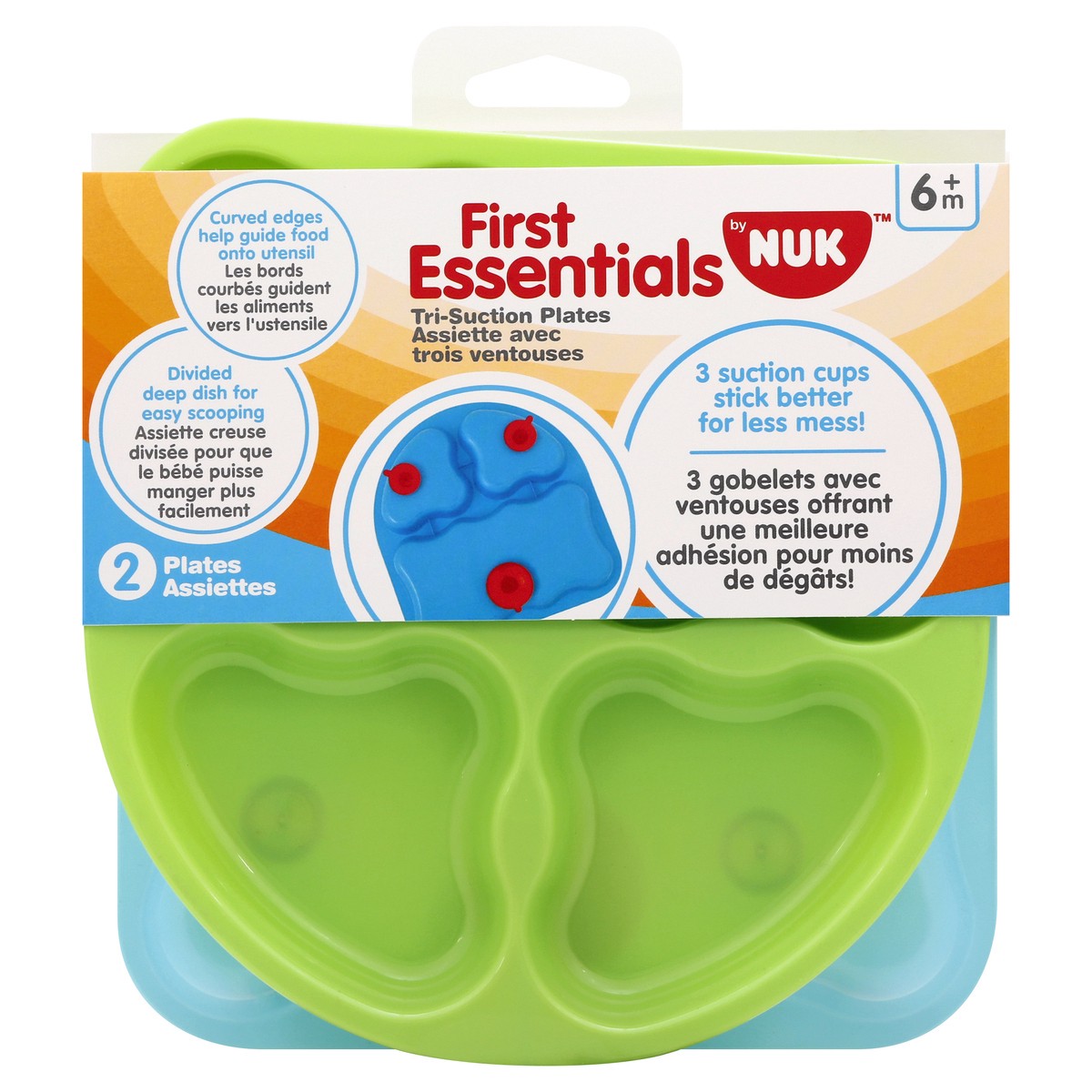 slide 9 of 9, NUK First Essentials Tri-Suction Plates 2 ea, 2 ct