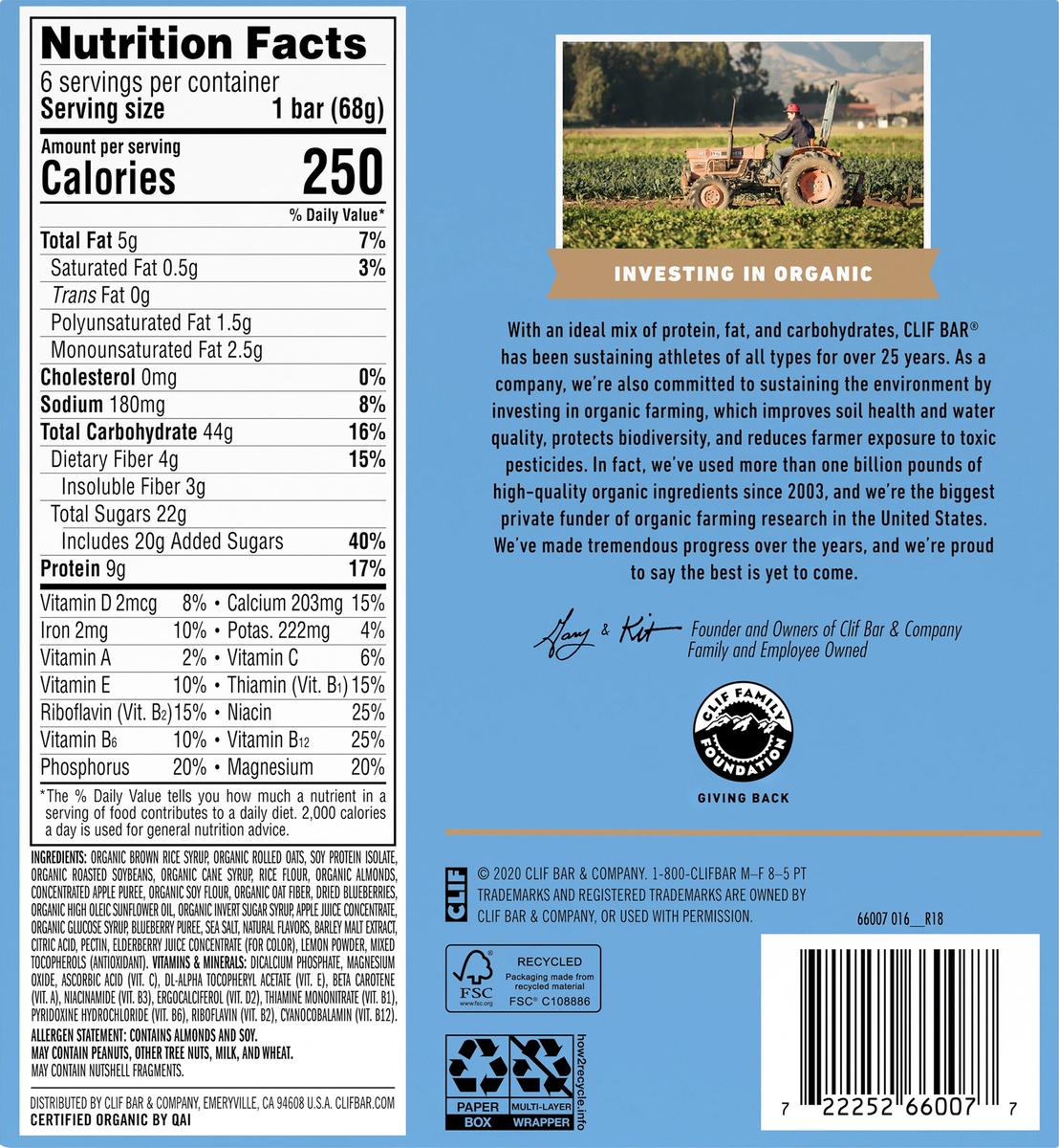 CLIF Bar Blueberry Crisp Energy Bar 6 ct Shipt