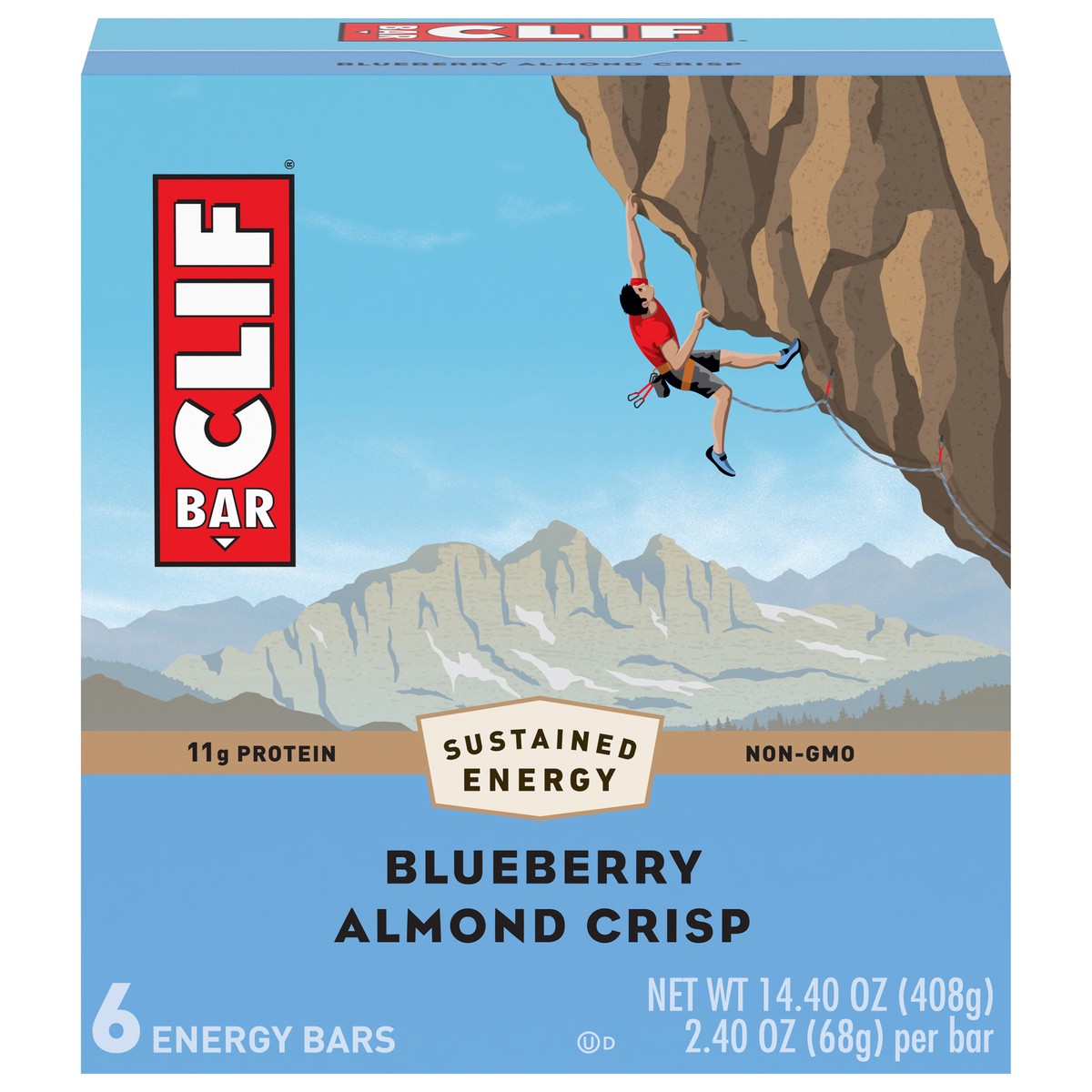 slide 1 of 8, CLIF BAR - Blueberry Almond Crisp - Made with Organic Oats - 11g Protein - Non-GMO - Plant Based - Energy Bars - 2.4 oz. (6 Pack), 14.4 oz