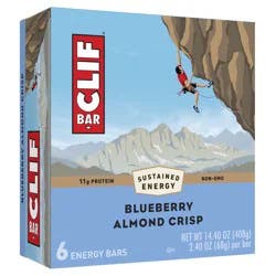 CLIF BAR - Blueberry Almond Crisp - Made with Organic Oats - 11g Protein - Non-GMO - Plant Based - Energy Bars - 2.4 oz. (6 Pack)