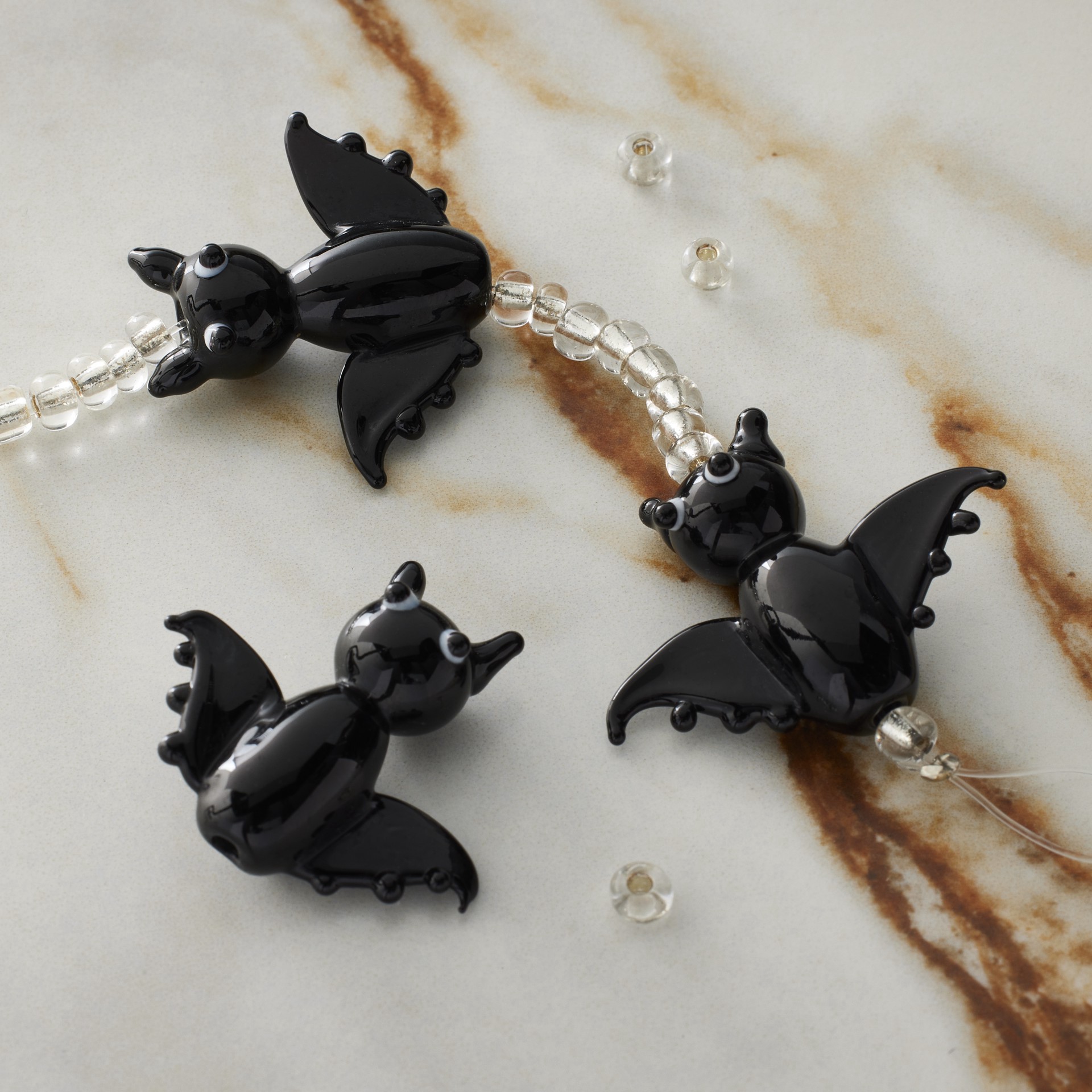 slide 2 of 3, Black Bat Lampwork Glass Bead Mix By Bead Landing, 24mm x 27mm