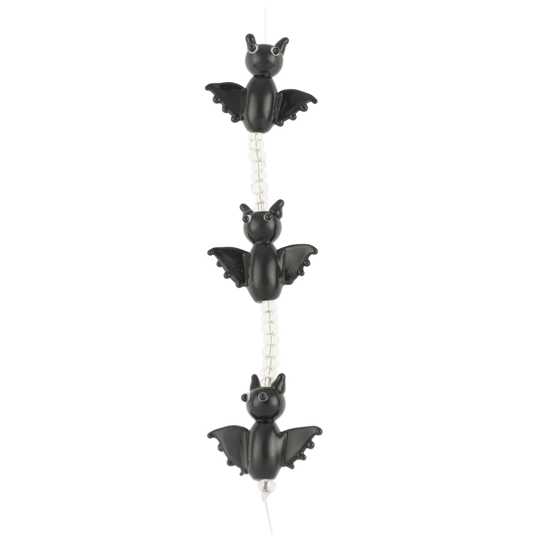 slide 3 of 3, Black Bat Lampwork Glass Bead Mix By Bead Landing, 24mm x 27mm