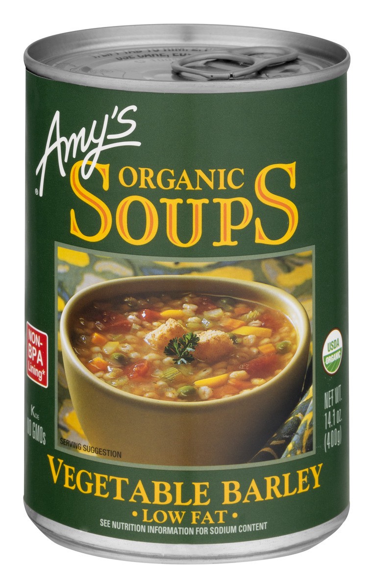 slide 1 of 8, Amy's Soup Vegetable Barley Org, 14.1 oz