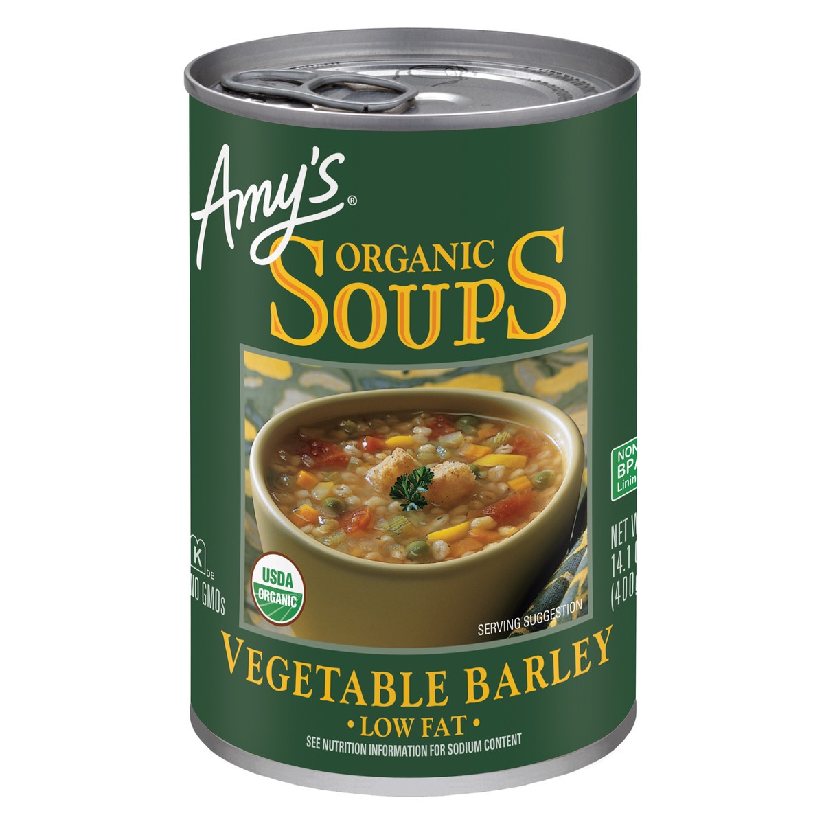 slide 5 of 8, Amy's Soup Vegetable Barley Org, 14.1 oz