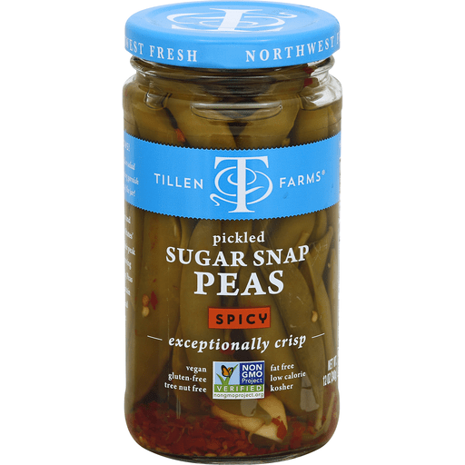 slide 2 of 2, Tillen Farms Snap Peas, Pickled, Crispy, Hot and Spicy, 15.5 oz