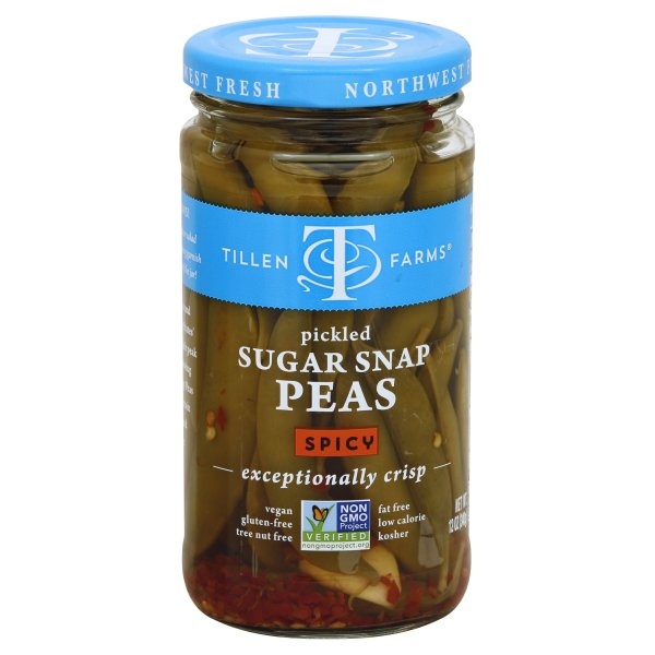 slide 1 of 2, Tillen Farms Snap Peas, Pickled, Crispy, Hot and Spicy, 15.5 oz