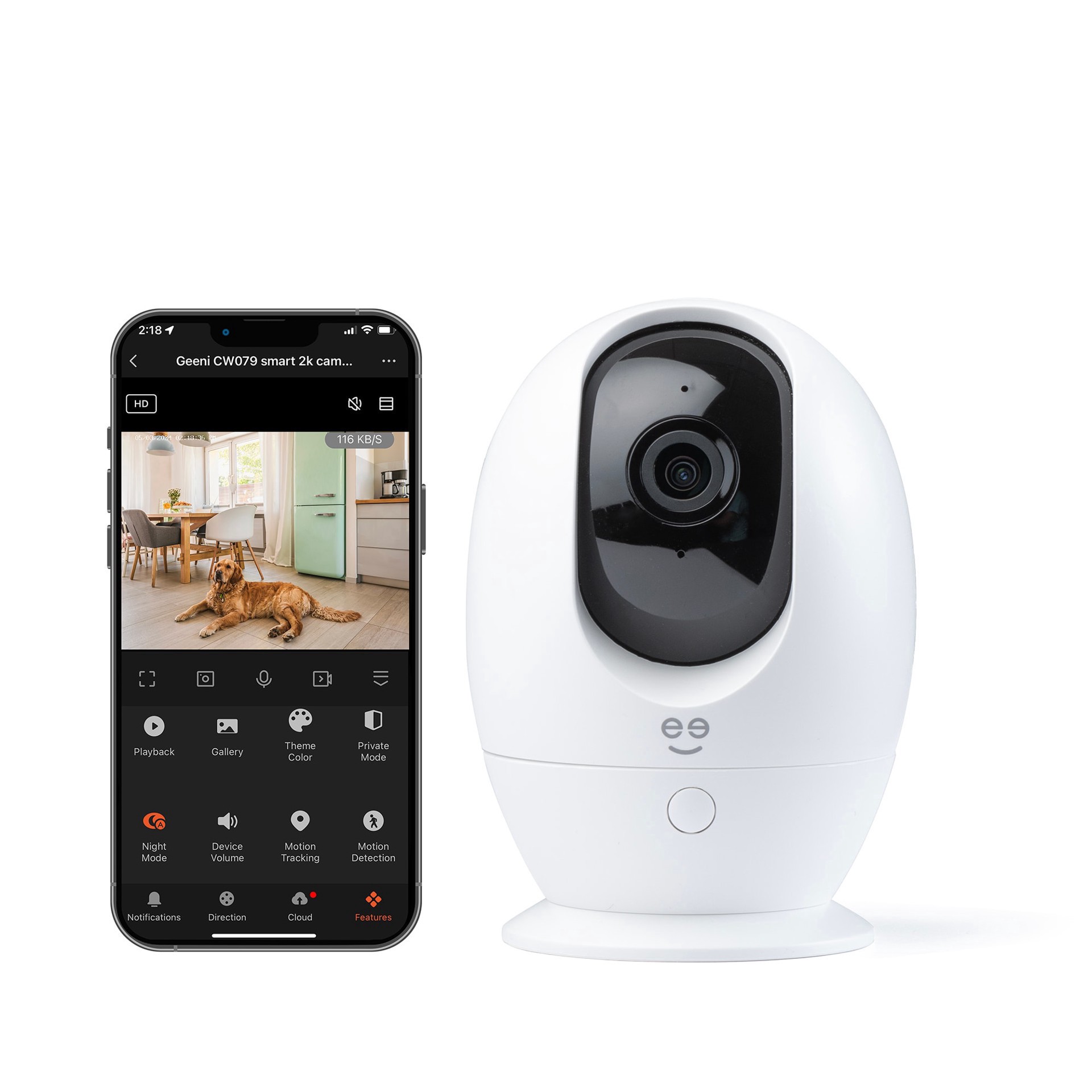 slide 1 of 1, Geeni PetConnect Auto-Rotate Crystal-Clear 2K Quad HD Smart Pet Camera, 1 ct