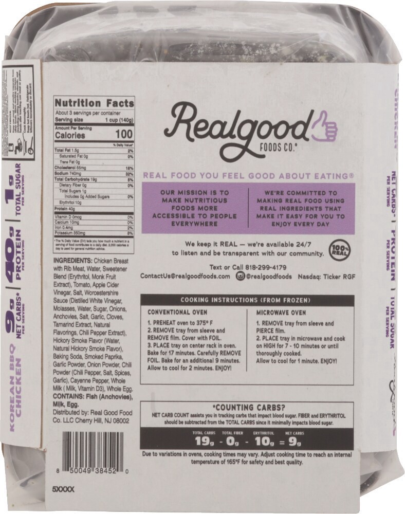 slide 2 of 2, The Real Good Food Company Korean Bbq Chicken Prepped Meal, 12.5 oz