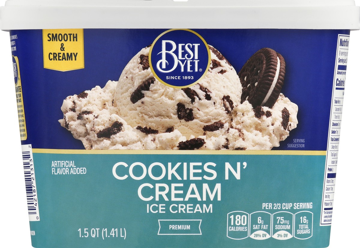 slide 3 of 6, Best Yet Cookies & Cream Ice Cream, 48 fl oz