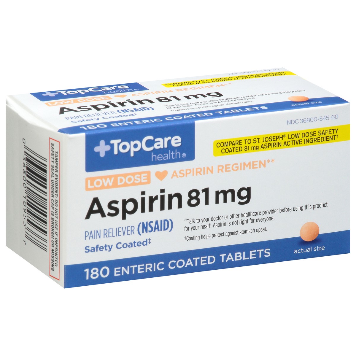 slide 14 of 17, TopCare Health 81 mg Low Dose Aspirin 180 Enteric Coated Tablets, 180 ct