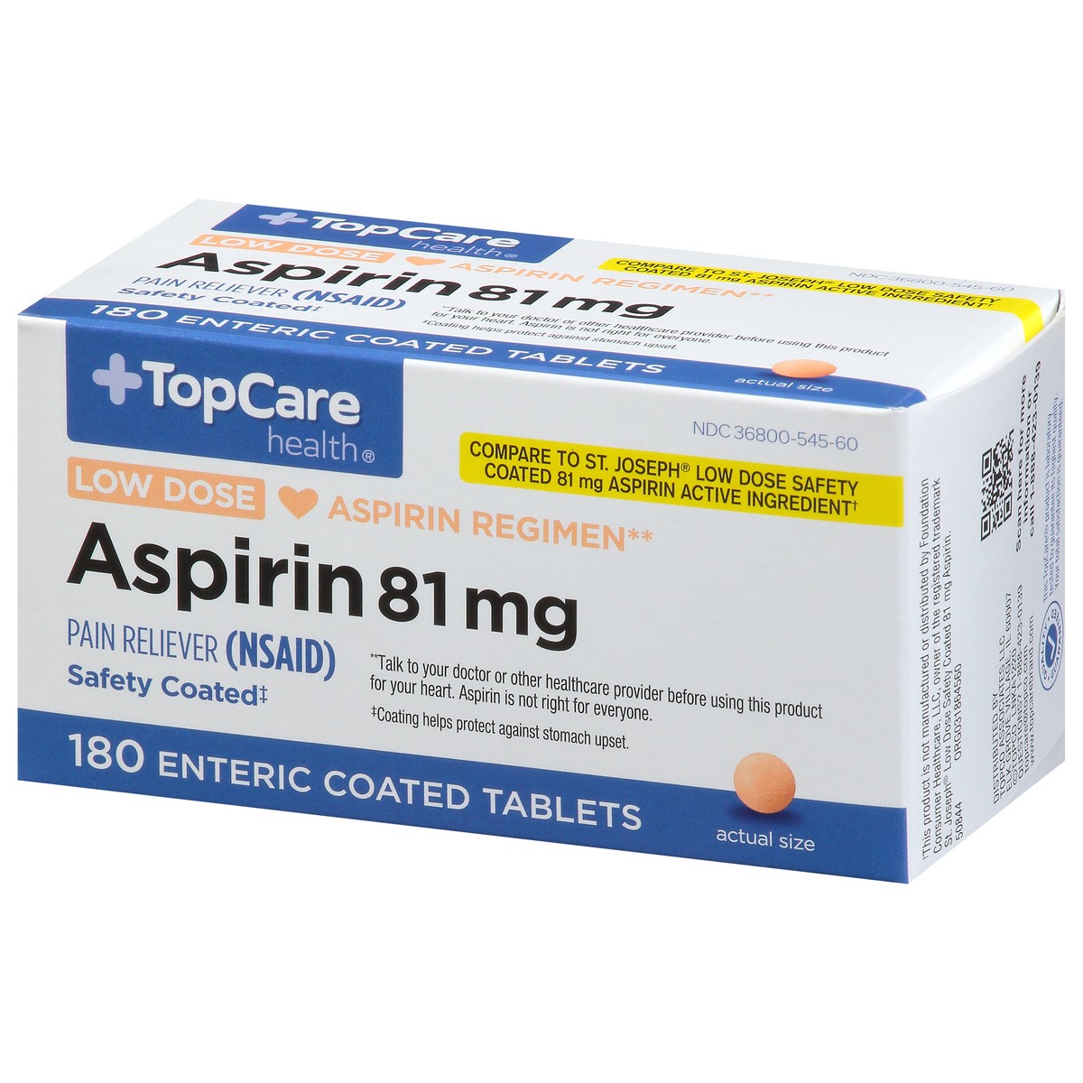 slide 9 of 17, TopCare Health 81 mg Low Dose Aspirin 180 Enteric Coated Tablets, 180 ct