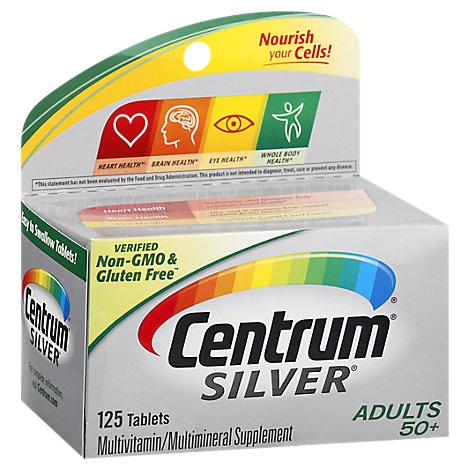 slide 1 of 1, Centrum Multivitamin/Multimineral Tablets Silver Adults, 125 ct