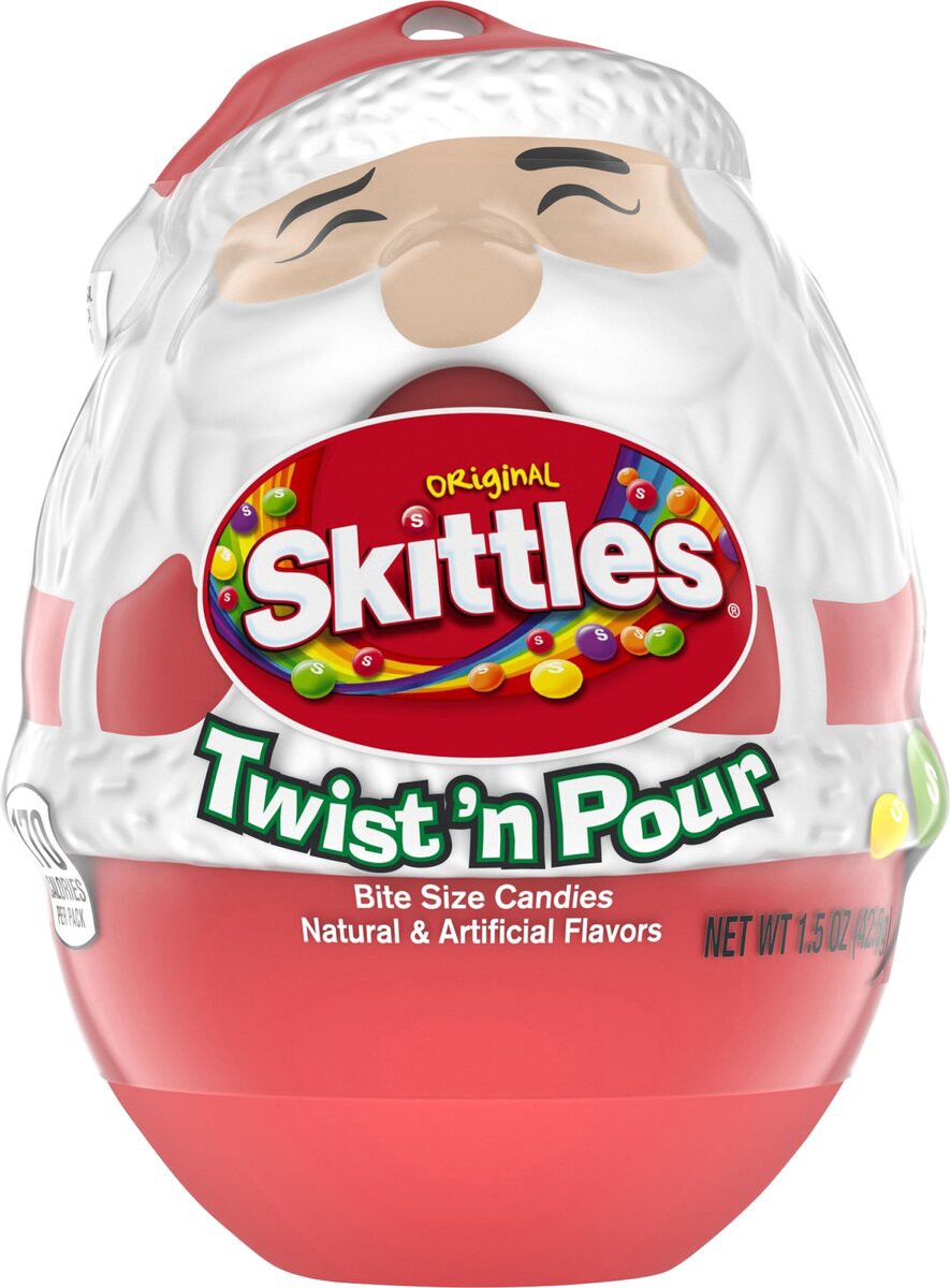 slide 3 of 7, SKITTLES Original Santa Twist 'n Pour Christmas Gift (1.5-oz. Package), 1.5 oz