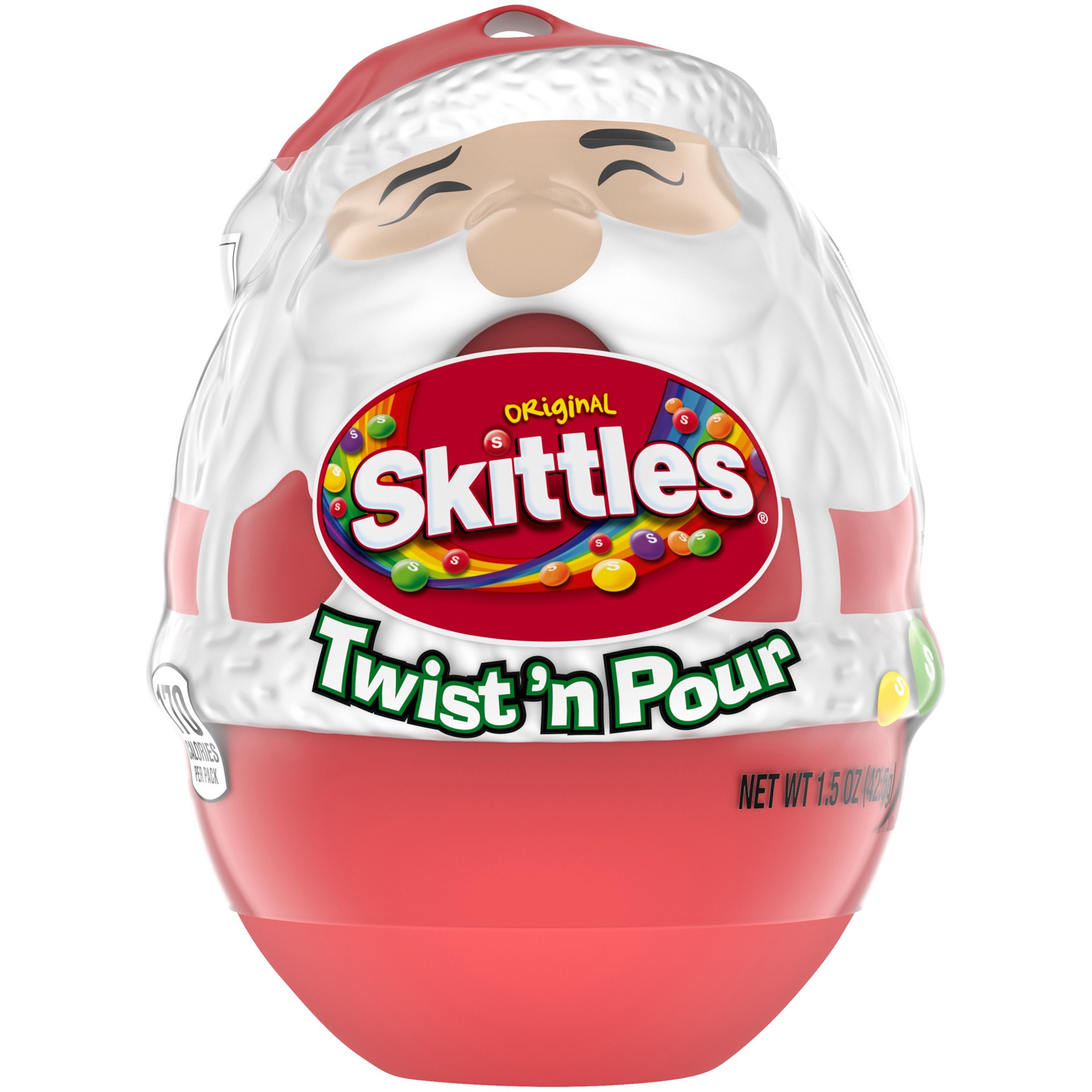 slide 1 of 7, SKITTLES Original Santa Twist 'n Pour Christmas Gift (1.5-oz. Package), 1.5 oz