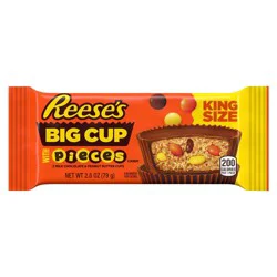 Reese's Big Cup Stuffed with Reese's Pieces King Size Peanut Butter Cups Candy, 2.8 oz