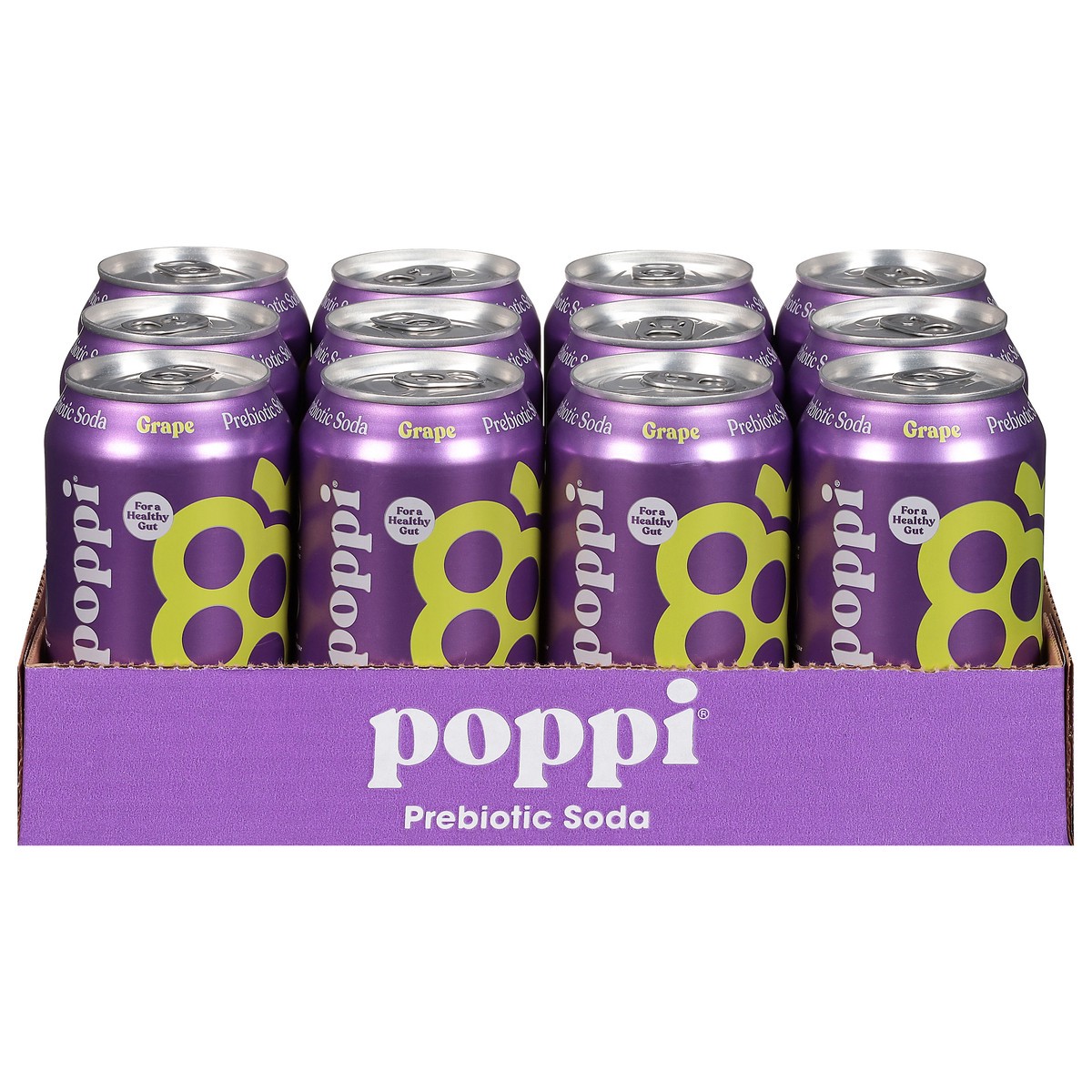 slide 2 of 12, Poppi Grape Prebiotic Soda 12 - 12 fl oz Cans, 12 ct
