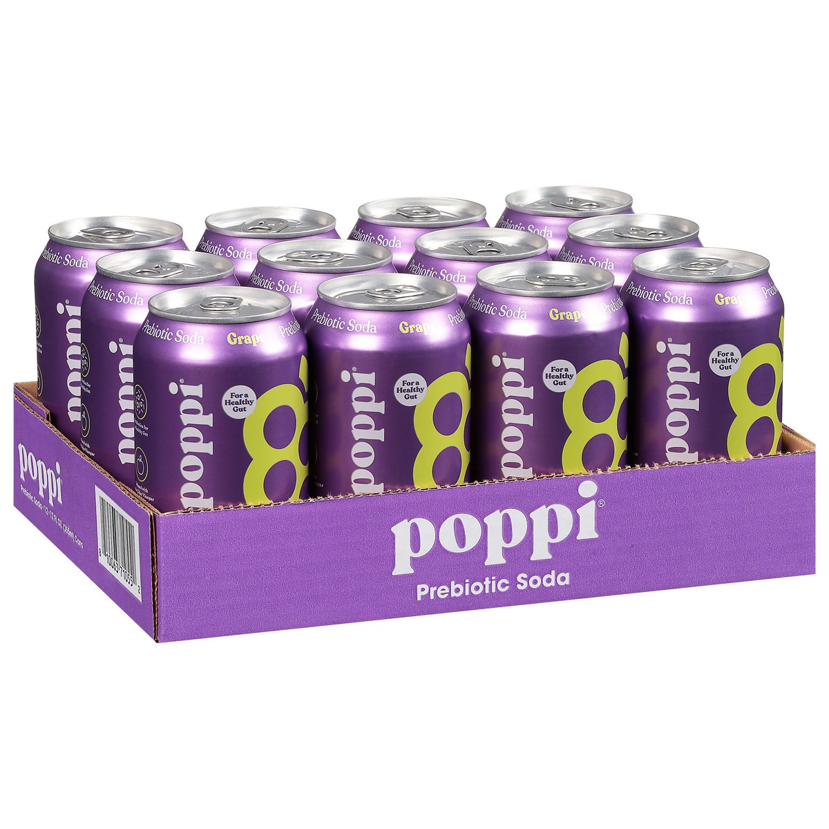 slide 4 of 12, Poppi Grape Prebiotic Soda 12 - 12 fl oz Cans, 12 ct