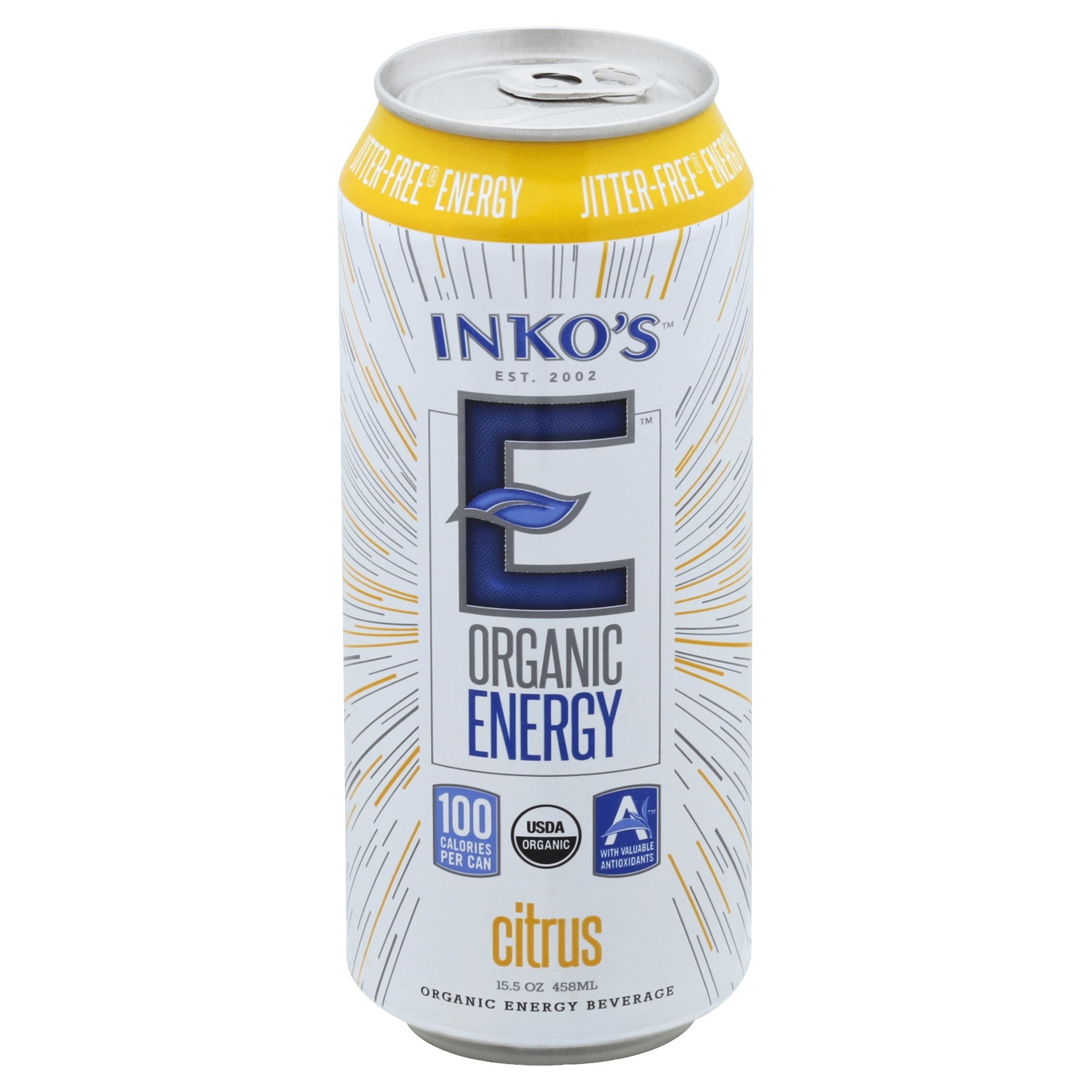 slide 1 of 4, Inko's E Organic Energy Beverage Citrus - 15.5 fl oz, 15.5 fl oz