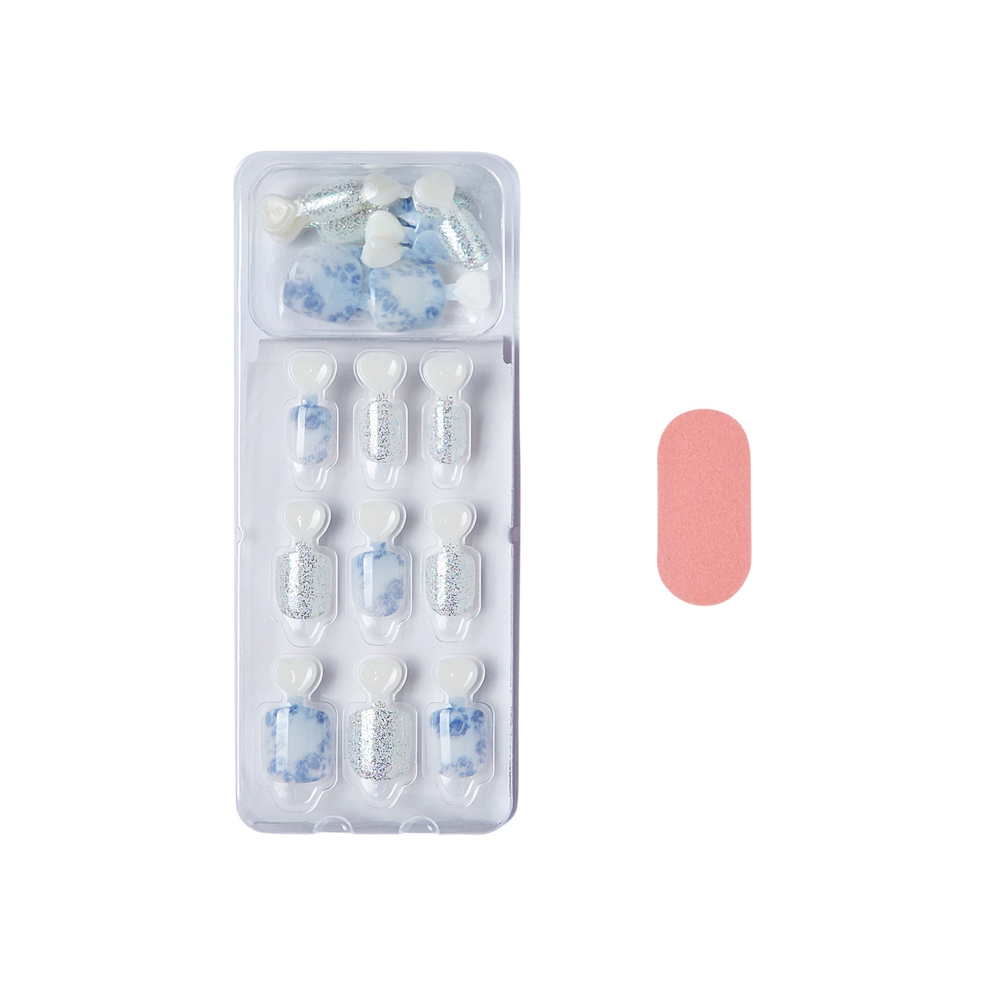 slide 5 of 5, imPRESS LoveShackFancy x imPRESS Mini Limited Edition Square Kids Press-On Nails, Blue, 20 Count, 1 ct