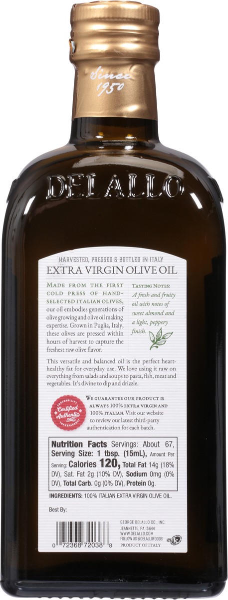 slide 3 of 11, DeLallo Extra Virgin Olive Oil, 33.81 fl oz