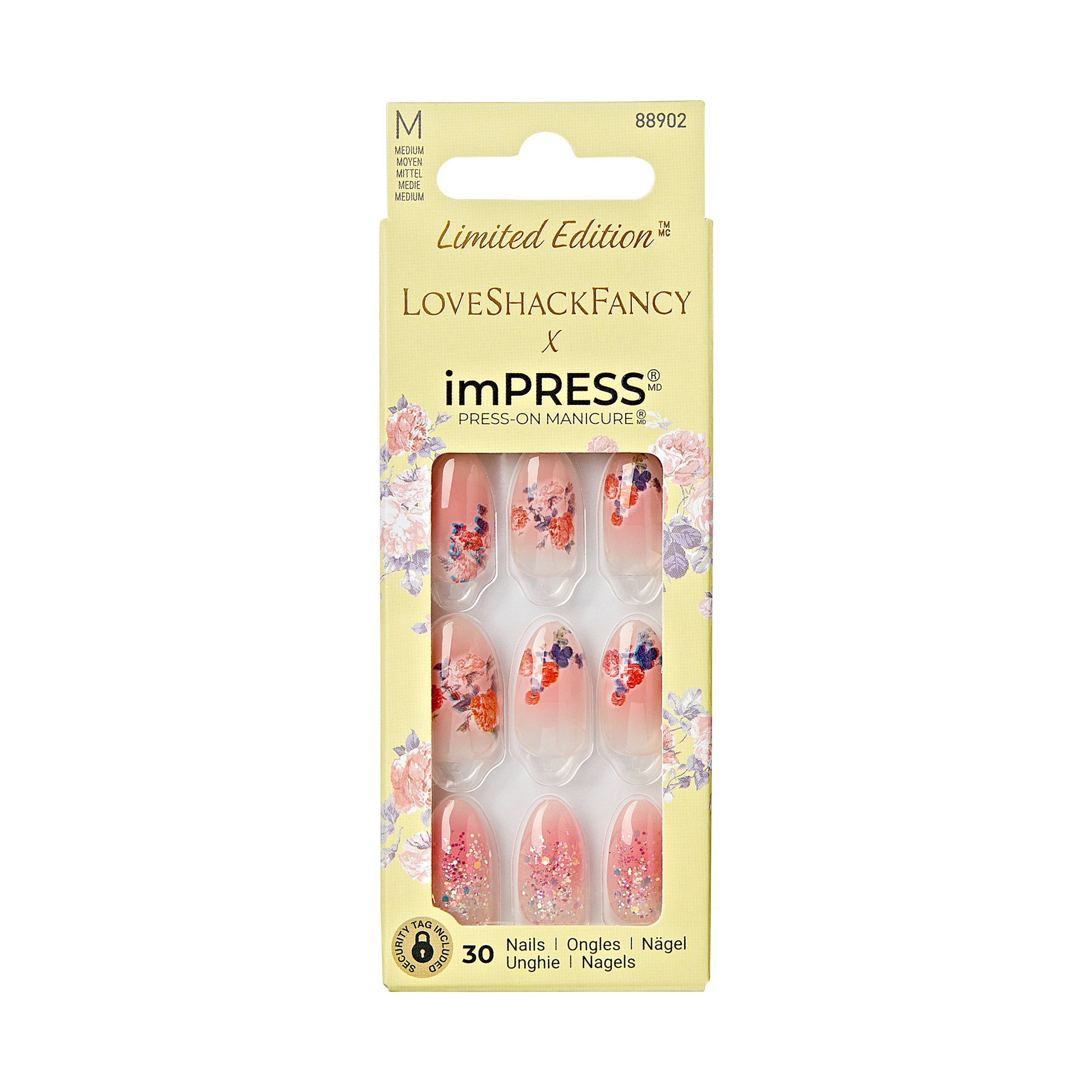 slide 1 of 5, imPRESS LoveShackFancy x imPRESS Limited Edition Medium Almond Press-On Nails, Pink, 30 Pieces, 1 ct
