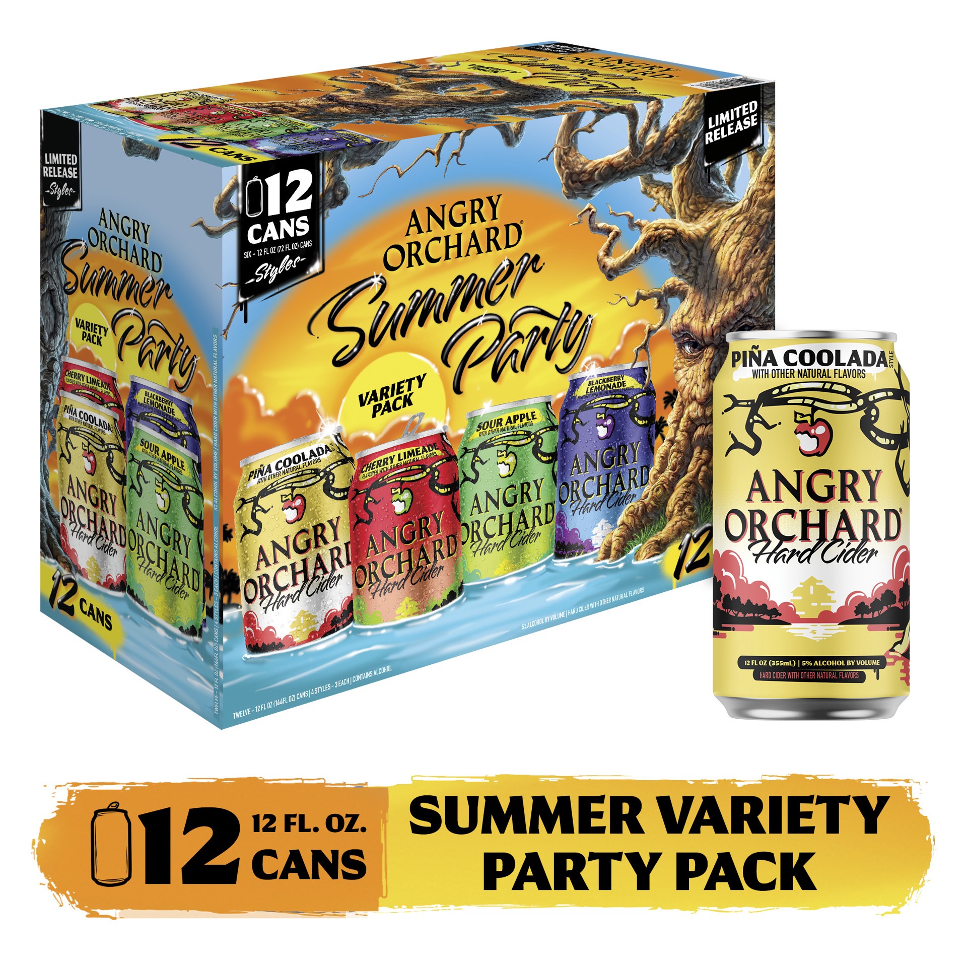 slide 1 of 8, Angry Orchard Hard Cider Summer Party Pack Variety, Spiked (12 fl. oz. Can, 12pk.), 12 ct; 12 oz